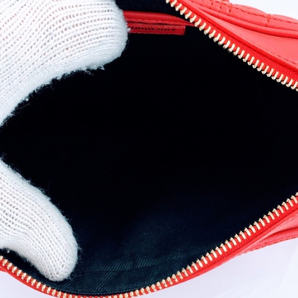 Burberry Lola Bag Bright Red Leather Quilted Check Gold Chain Strap Small - Picture 10 of 16